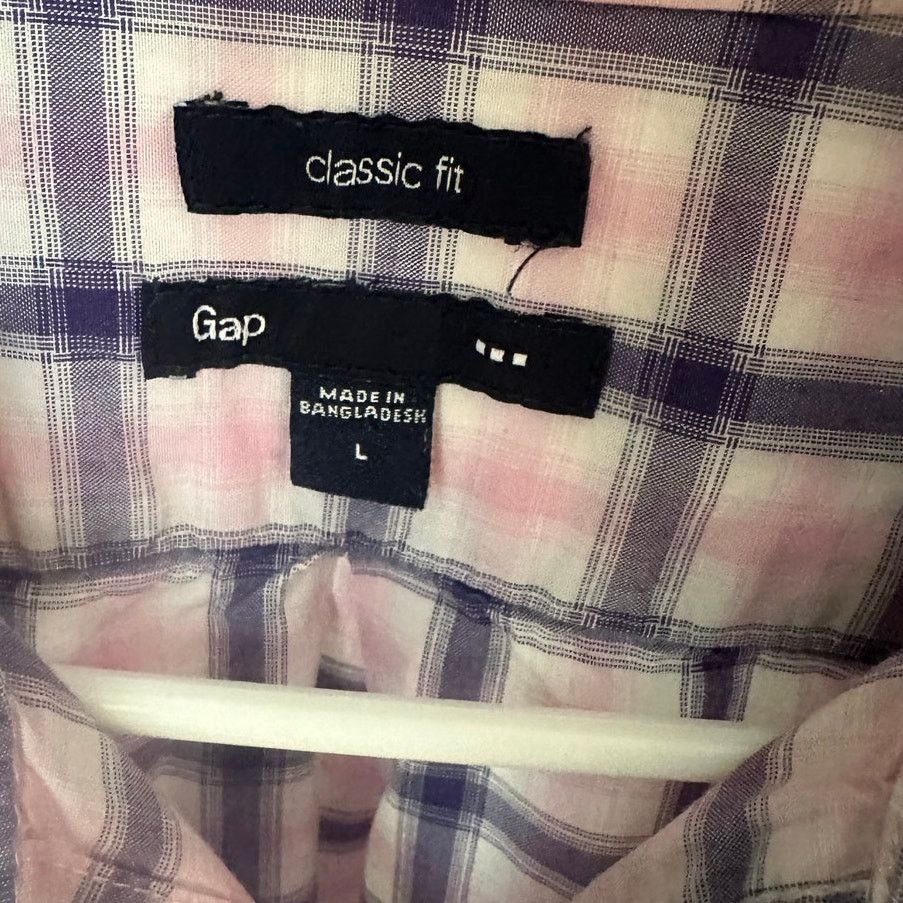Gap GAP Classic Fit Plaid Button-Down Shirt Blue/White/Pink Size US L / EU 52-54 / 3 - 2 Thumbnail