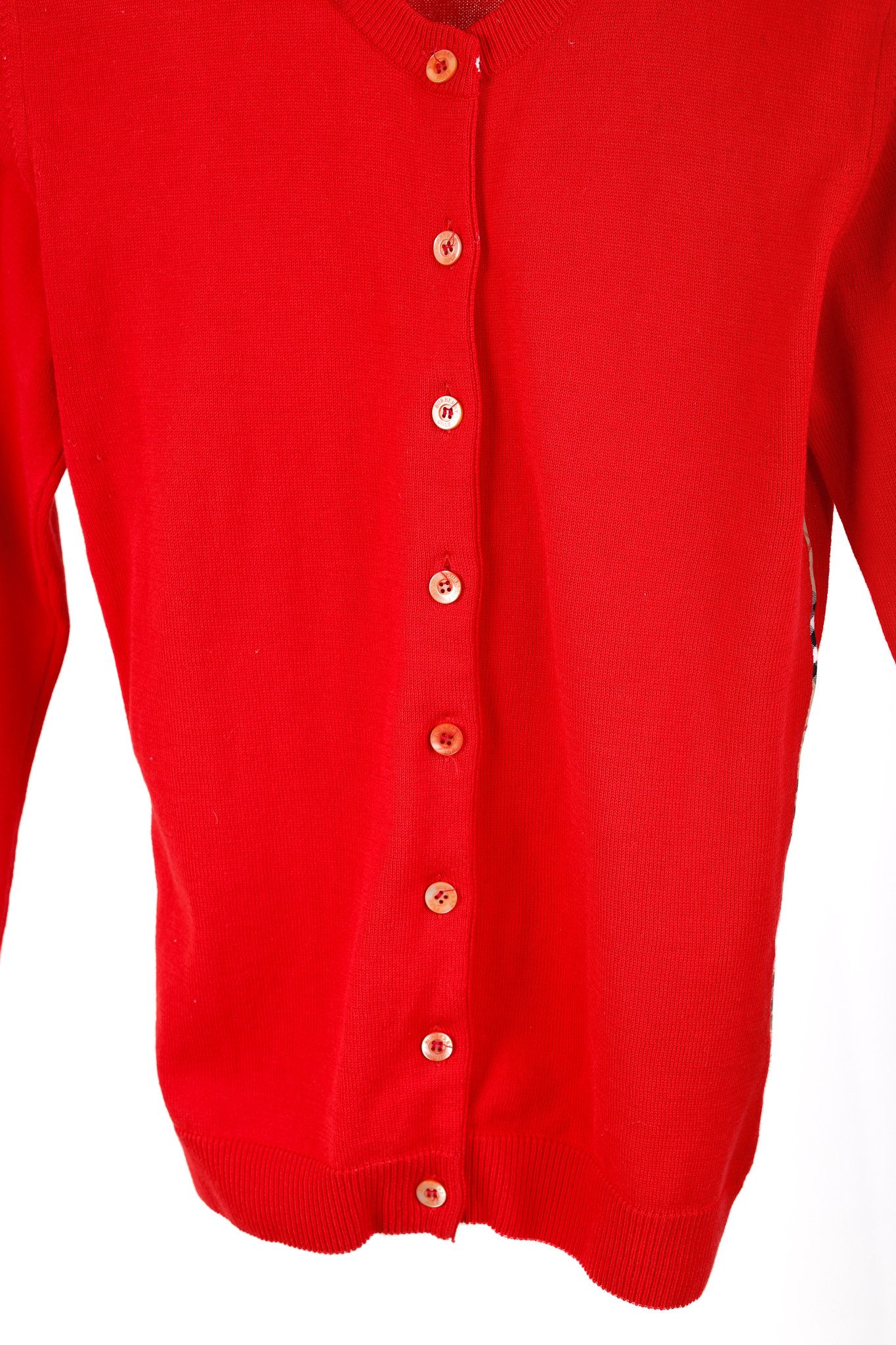 Burberry Burberry Golf Check Trim Red Cotton Cardigan Size XS / US 0-2 / IT 36-38 - 9 Thumbnail