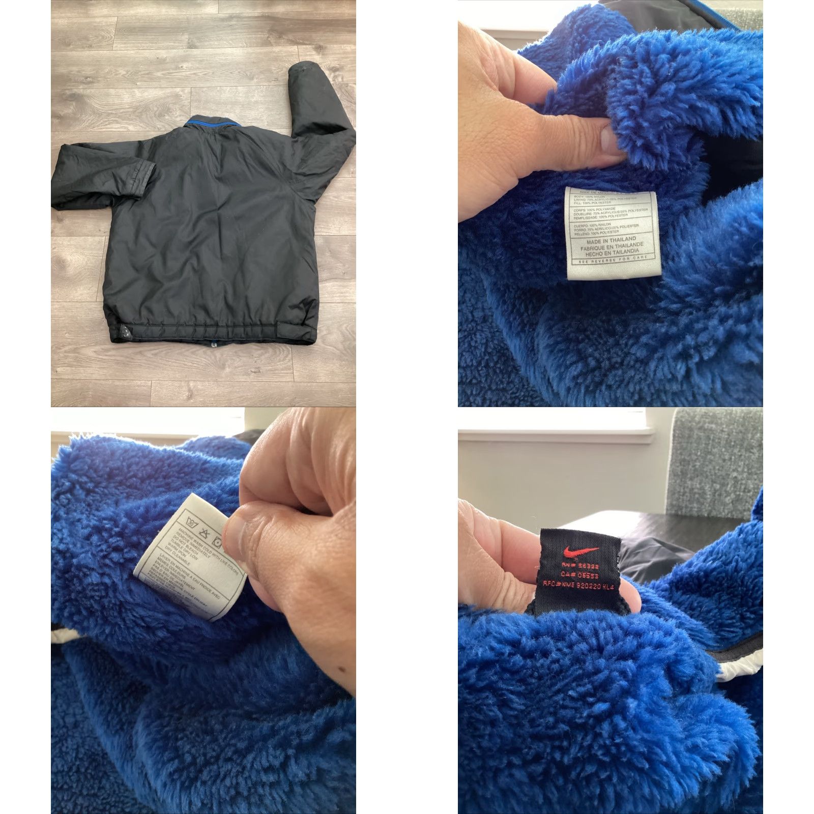 Nike VINTAGE Nike Jacket Men M Black Winter Nylon Packable Hood Fleece Lined Deep Pile Blue Accents Full Zip Pockets Adjustable Wrists Size US M / EU 48-50 / 2 - 8 Thumbnail