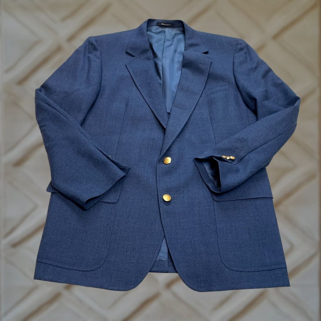 Stanley Blacker Stanley Blacker Blazer Jacket Mens 44 Regular Blue Two-Button Solid Formal Blazer Size 44R - 1 Thumbnail