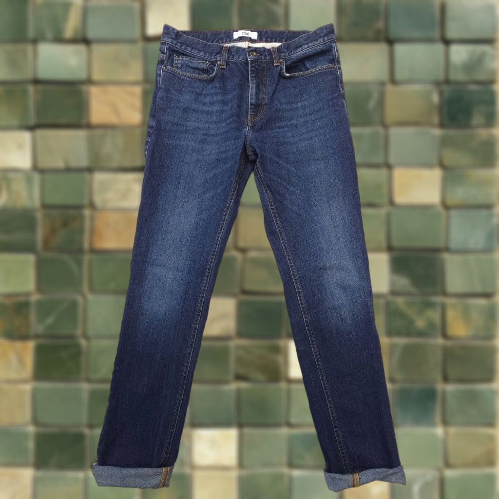 Vintage Spoke London Slim Taper Jeans Mens 32 Blue Dark Wash Stretch Denim Size US 32 / EU 48 - 1 Thumbnail