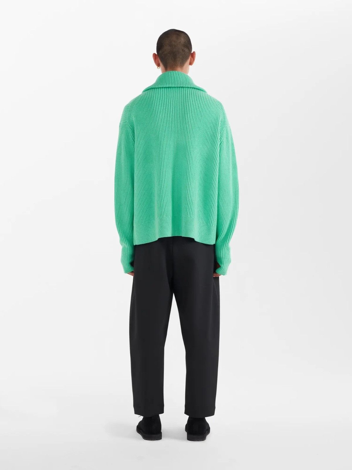 Studio Nicholson o1mle0325 5Gg Fisherman Rib Knit Half Zip Jumper Jade Green Size US XL / EU 56 / 4 - 5 Thumbnail