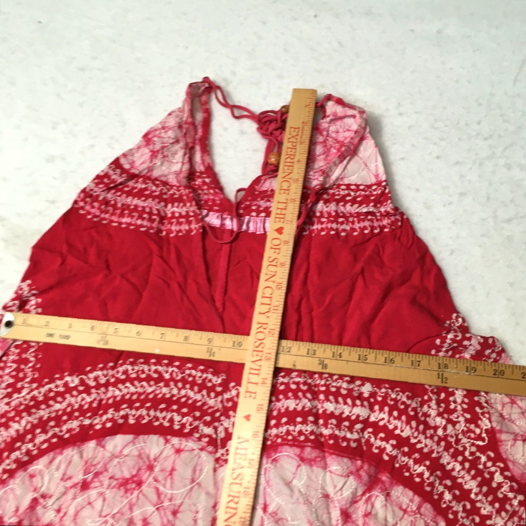 Vintage VINTAGE Sz Med MIDI Skirt Boho Floral Tie Dye Red Pink Rayon High Rise Elastic Waist Midi Women Regular M Skirt Womens Size 32" / US 10 / IT 46 - 6 Thumbnail