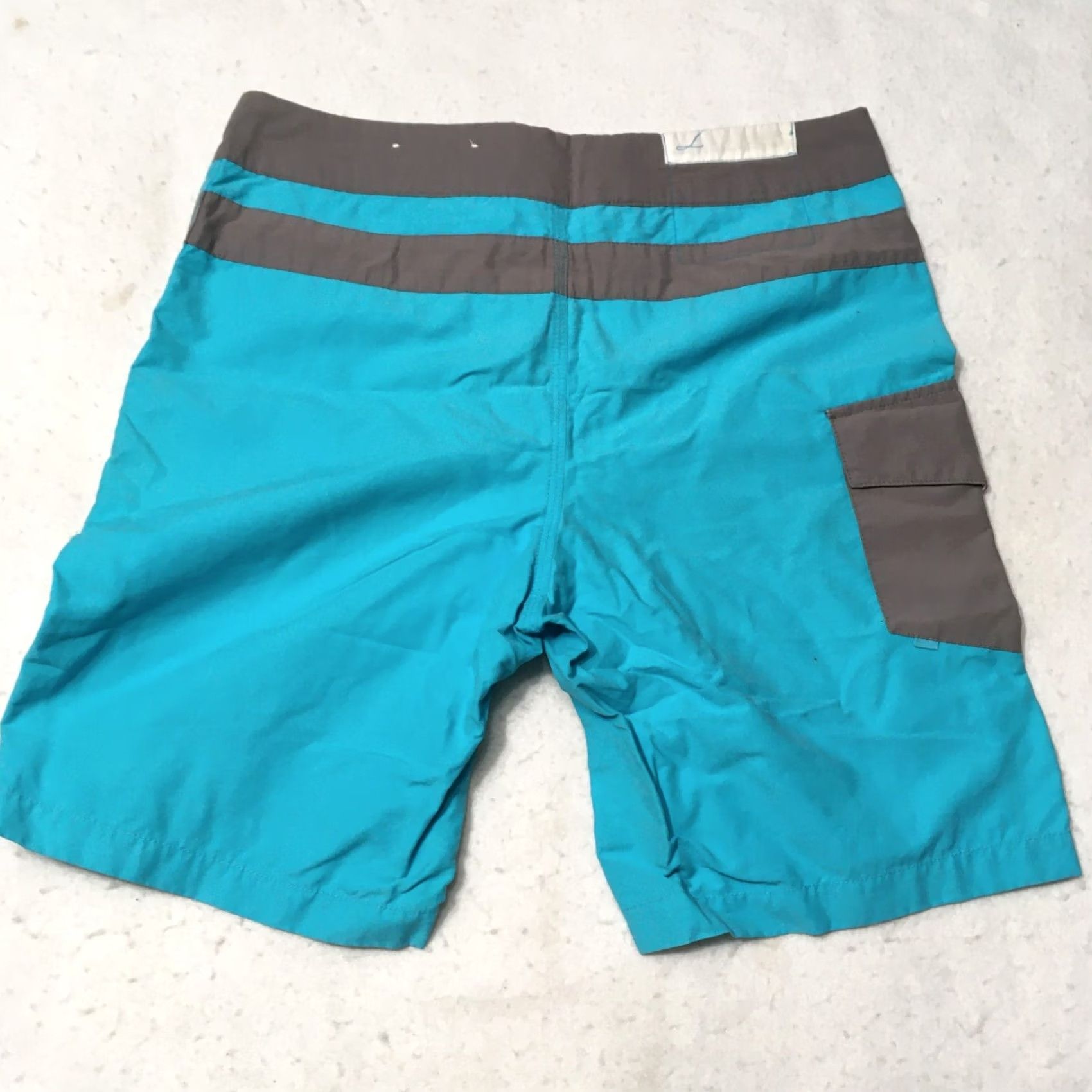 Vintage Loomstate Pontus Blue Mens S Board Shorts Swim Quick Dry Pockets Bottom Streets Fish 90s? Size US 29 - 6 Thumbnail