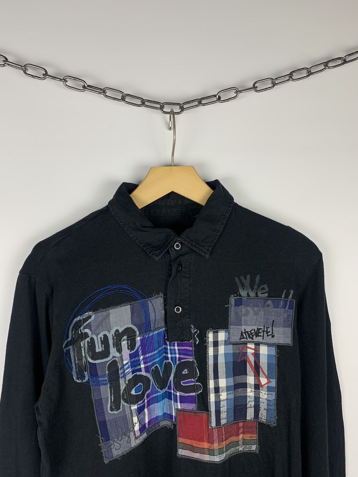 Desigual Vintage Y2K Desigual Fun Love Polo Long Sleeve T-Shirt Black Size US S / EU 44-46 / 1 - 2 Thumbnail