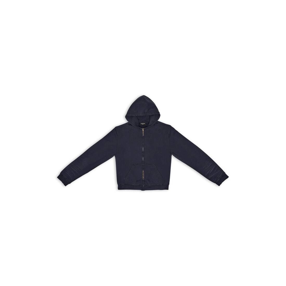 Balenciaga o1w1db10825 Tab Worn-Out Zip-Up Hoodie in Black Size US XL / EU 56 / 4 - 1 Thumbnail