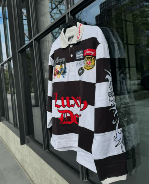 Japanese Brand striped letter print POLO Size US L / EU 52-54 / 3 - 5 Thumbnail