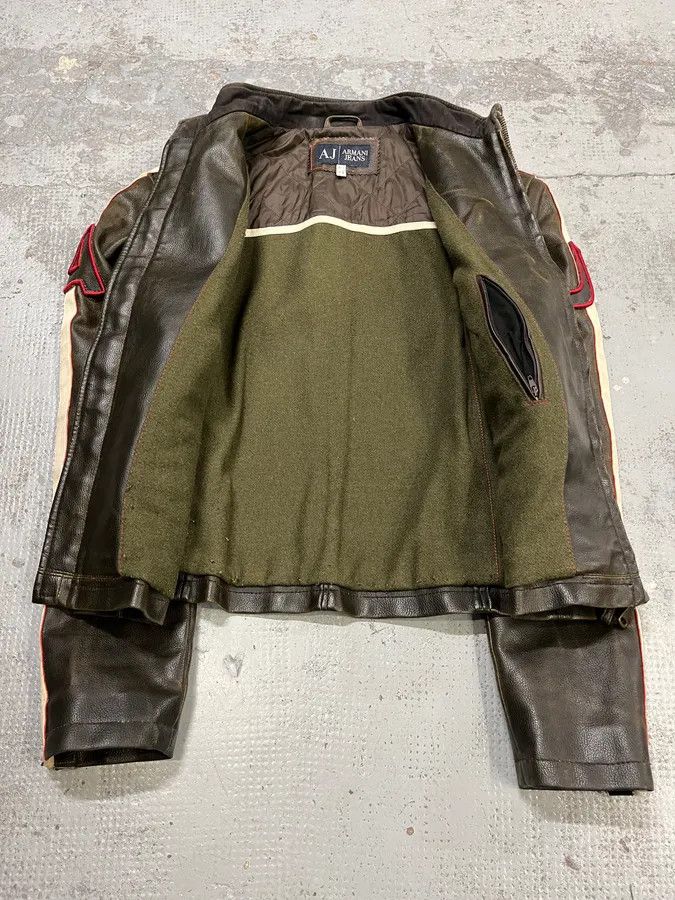 Armani 2000s Armani Brown Faded Leather Biker Jacket Size US M / EU 48-50 / 2 - 8 Thumbnail