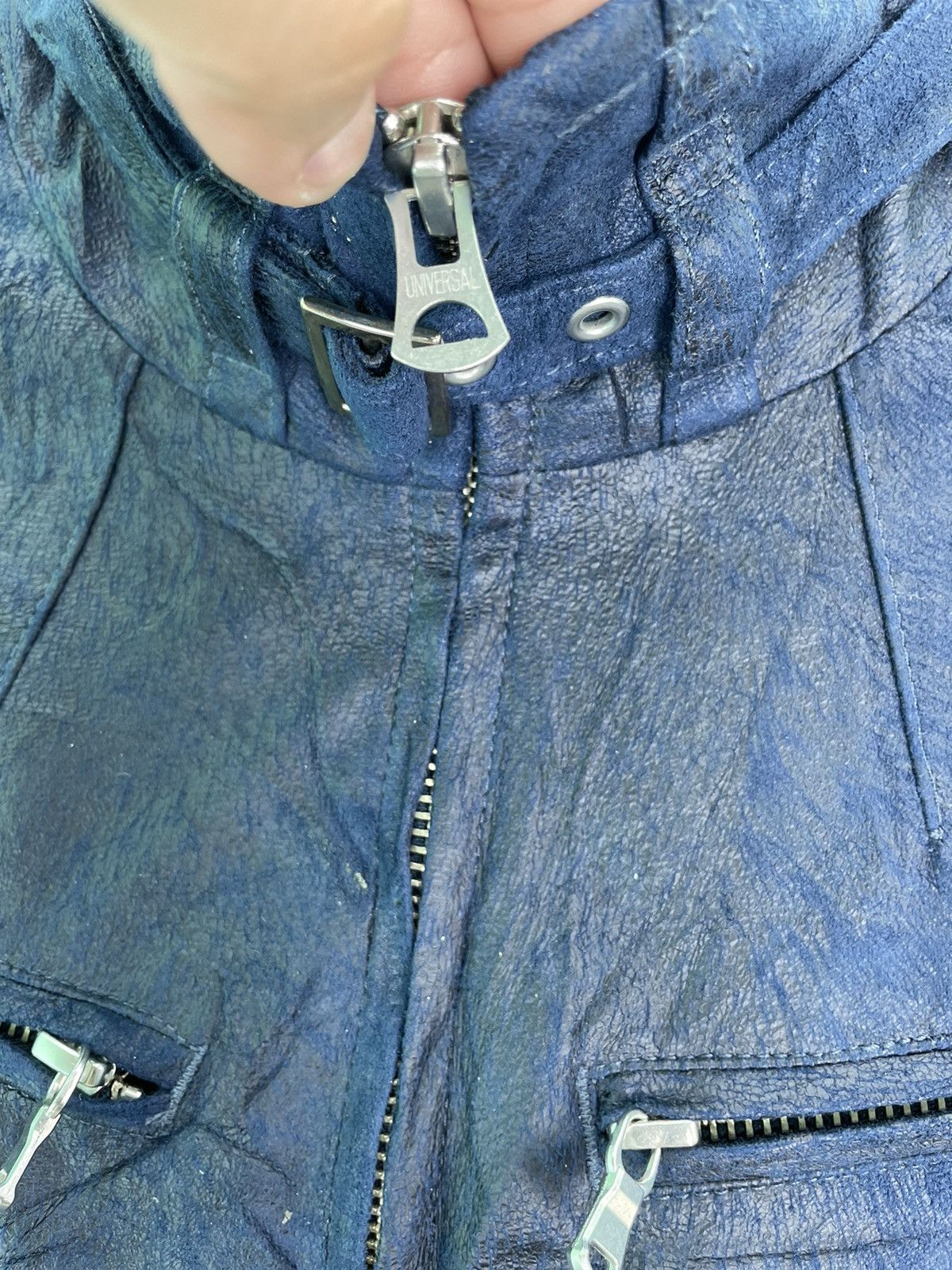 Tornado Mart Vtg 90s Tornado Mart tie dyed blue biker jacket Size US M / EU 48-50 / 2 - 3 Thumbnail