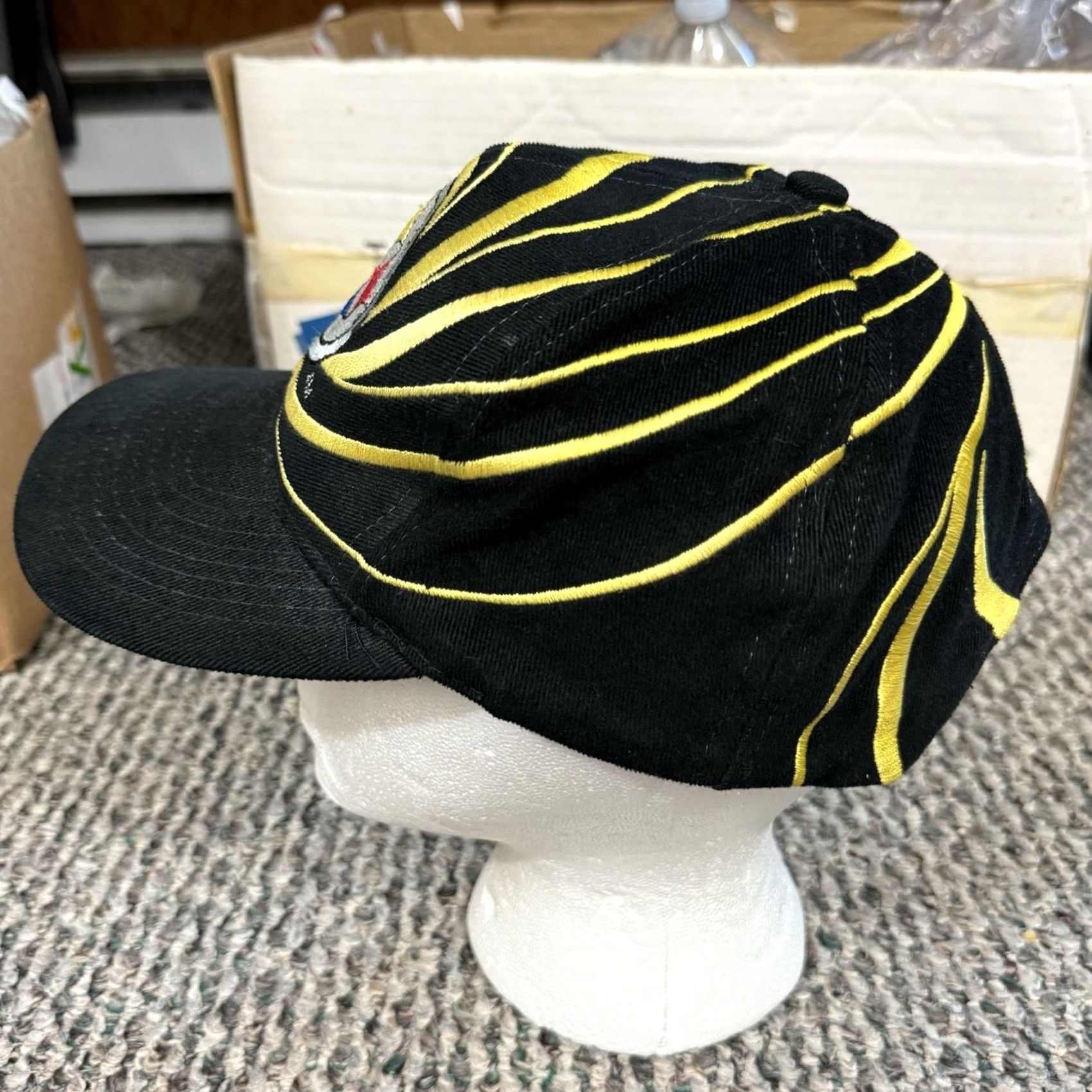Drew VINTAGE Pittsburgh Steelers Hat SnapBack Adult One Size Black Cotton Knit Drew Pearson 90s NFL Sport Size ONE SIZE - 3 Thumbnail