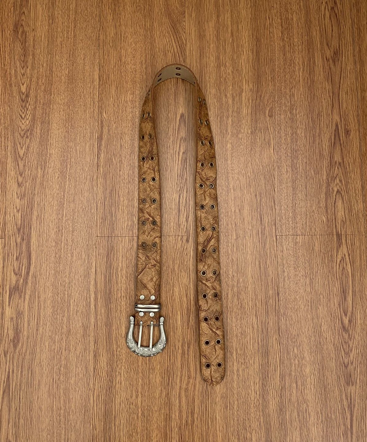 If Six Was Nine × Japanese Brand × Le Grande Bleu (L.G.B.) Wood texture leather belt Size ONE SIZE - 1 Thumbnail