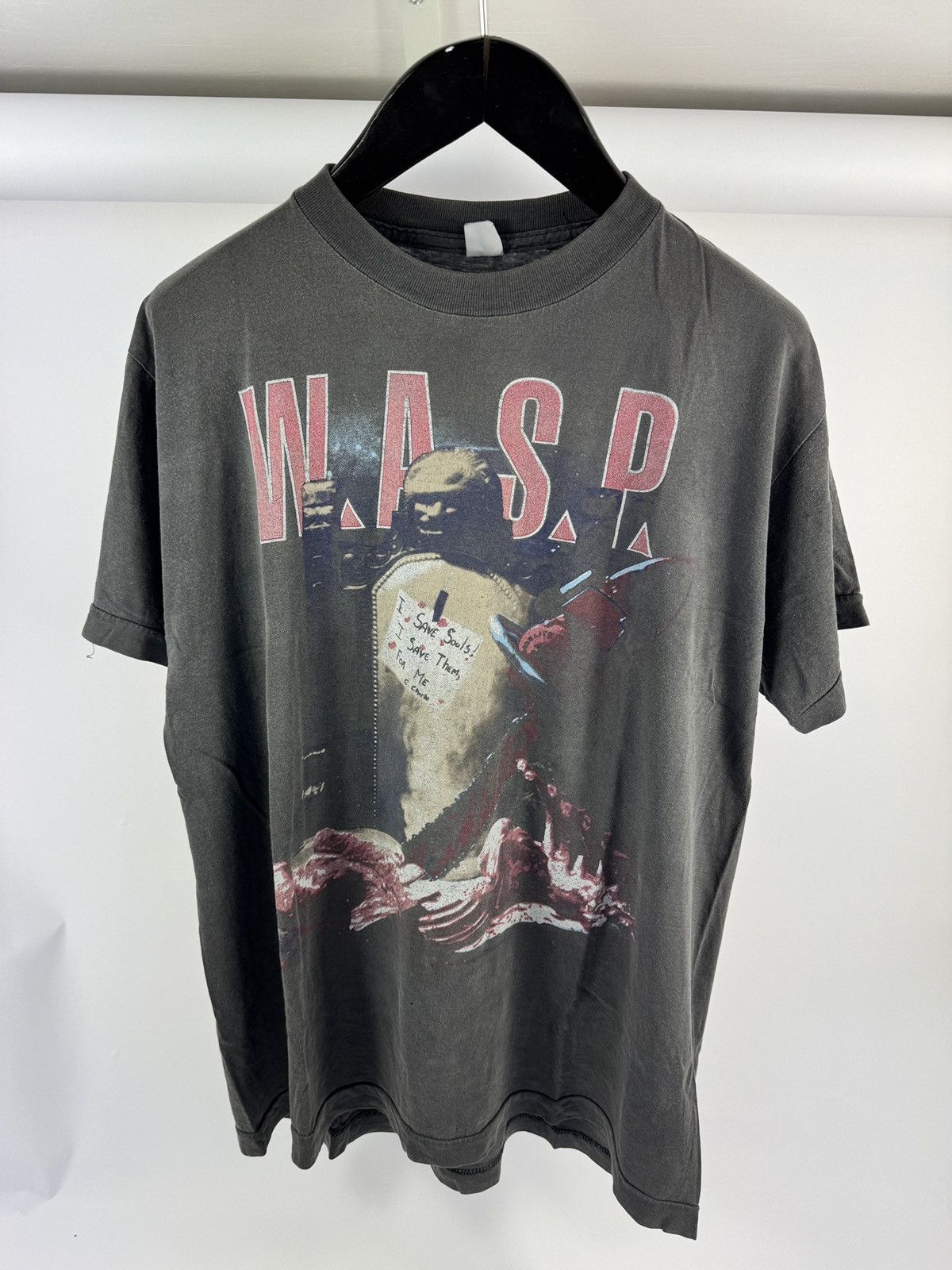 Vintage W.A.S.P. I AM CHAINSAW CHARLIE VINTAGE T-SHIRT Size US XL / EU 56 / 4 - 3 Thumbnail
