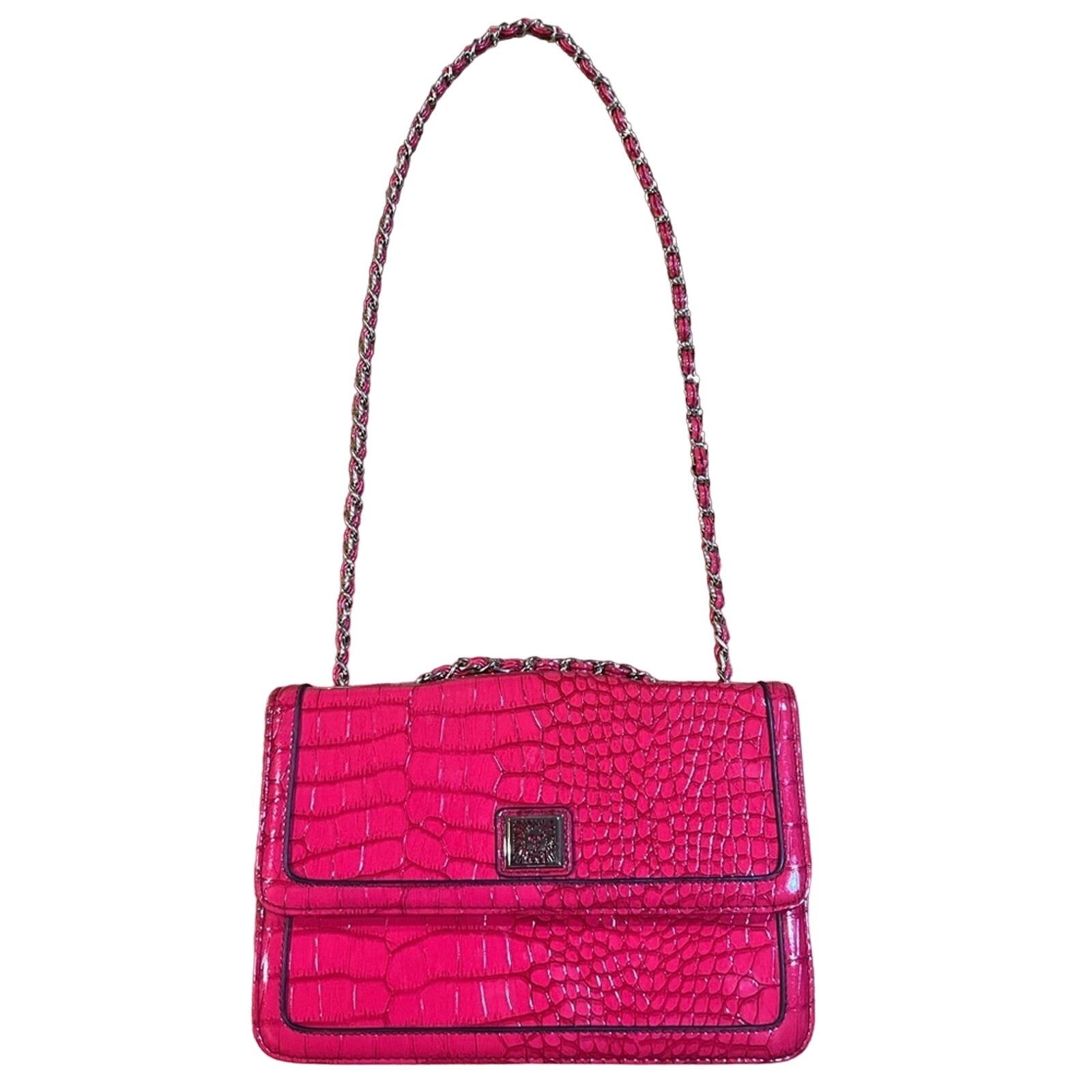 Anne Klein Anne Klein Purse Red Crocodile Patent Handbag Gold accents Size ONE SIZE - 2 Thumbnail