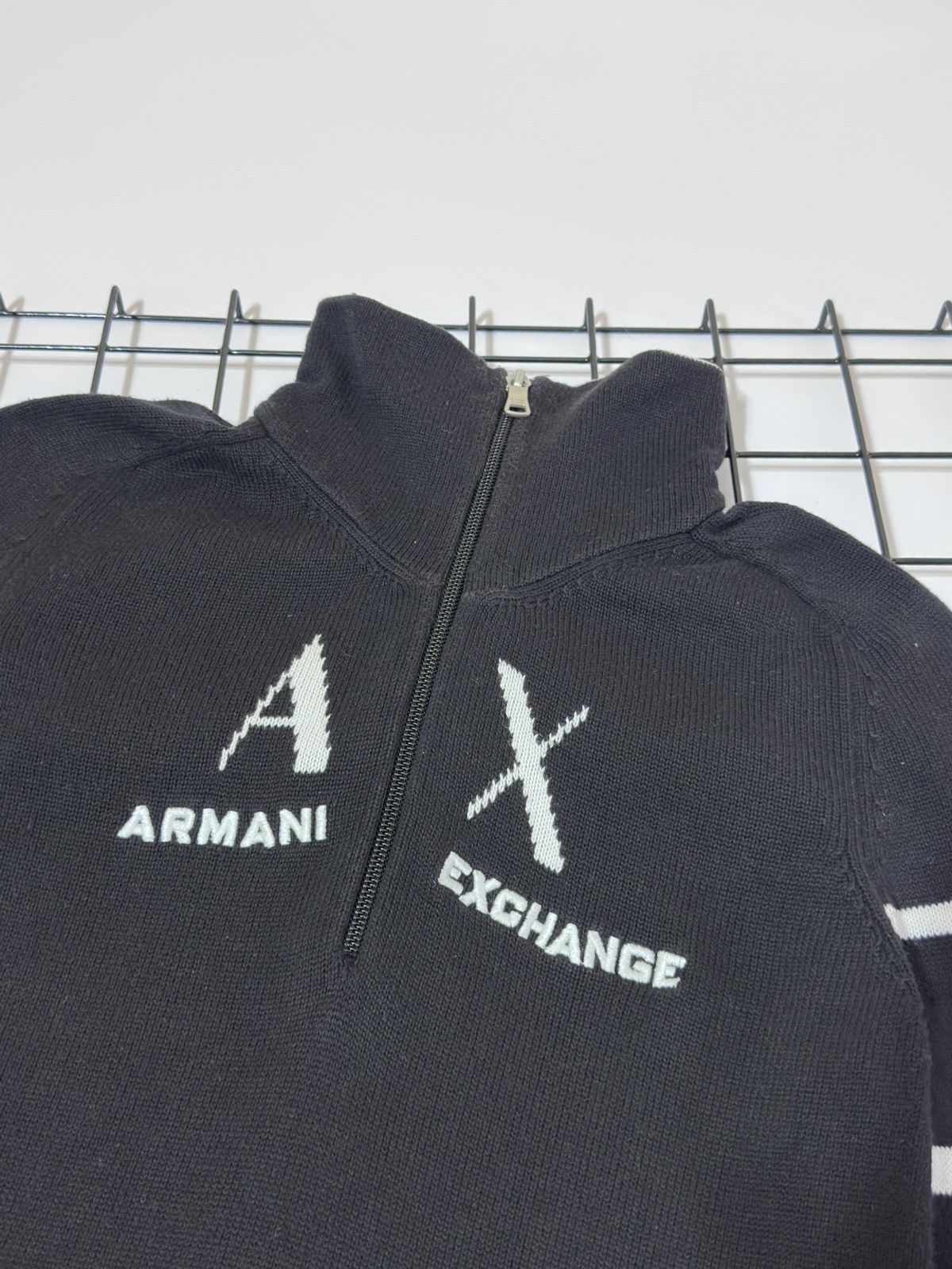 Armani Exchange Armani Exchange (A|X) Vintage 1/4 Zip Striped Knit Sweater Size L / US 10 / IT 46 - 2 Thumbnail