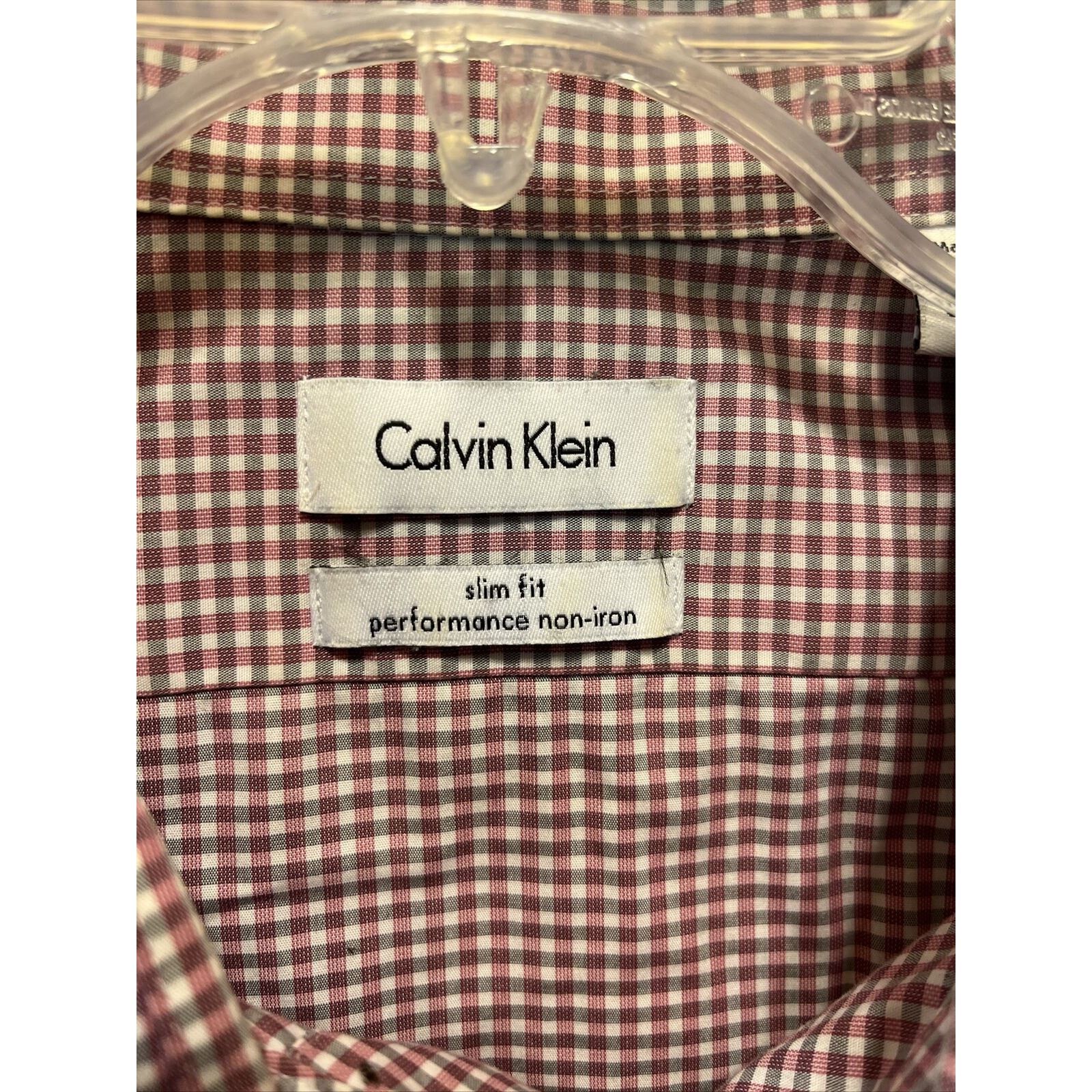 Calvin Klein Calvin Klein Men’s 17.5 34/35 Red Check Button Cotton Shirt Size US XL / EU 56 / 4 - 2 Thumbnail