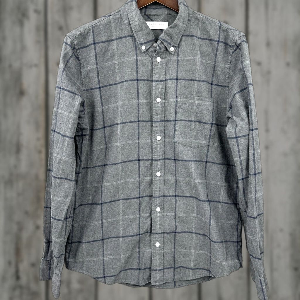 Everlane Everlane Shirt Women M Gray Flannel Button-Up Check Casual Pocket Preppy 90s Theme Mens Womens Girls Size M / US 6-8 / IT 42-44 - 1 Thumbnail