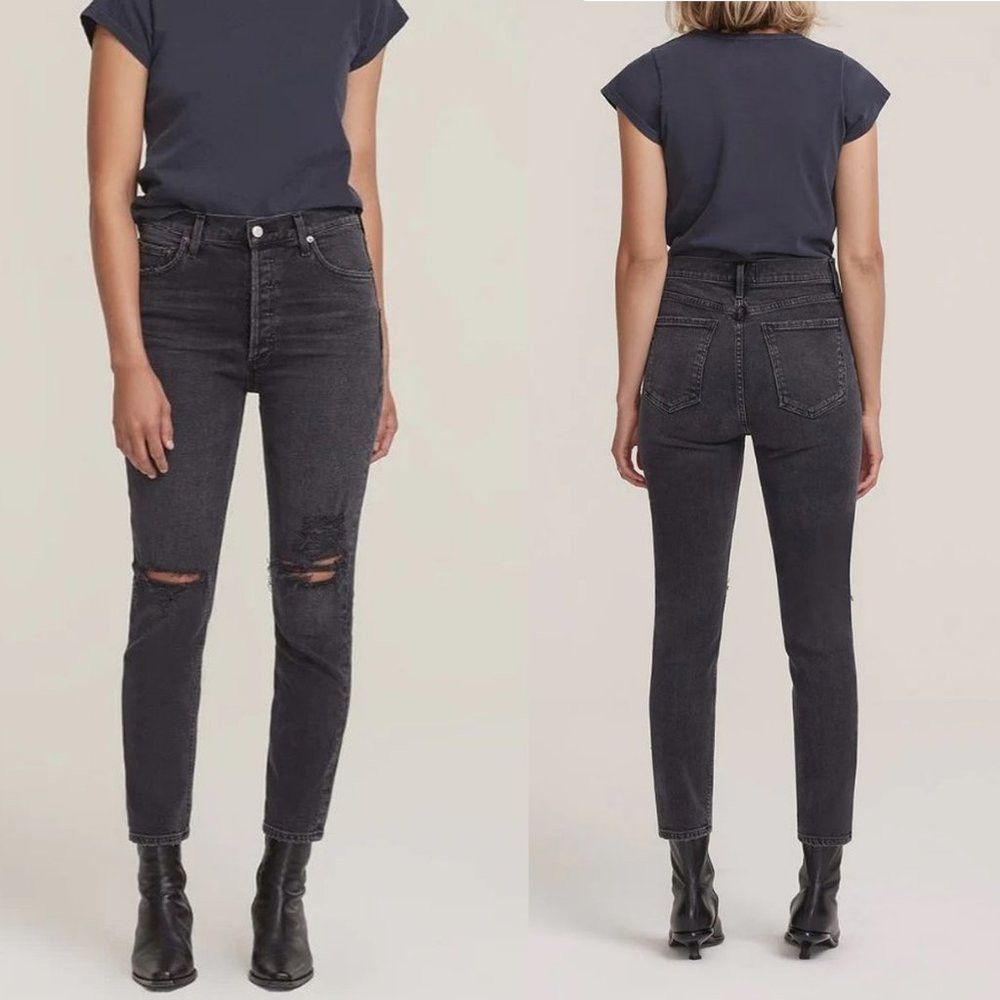 Agolde New Agolde Nico Cassette Distressed Black Jeans Size 32 Size 32" / US 10 / IT 46 - 1 Thumbnail