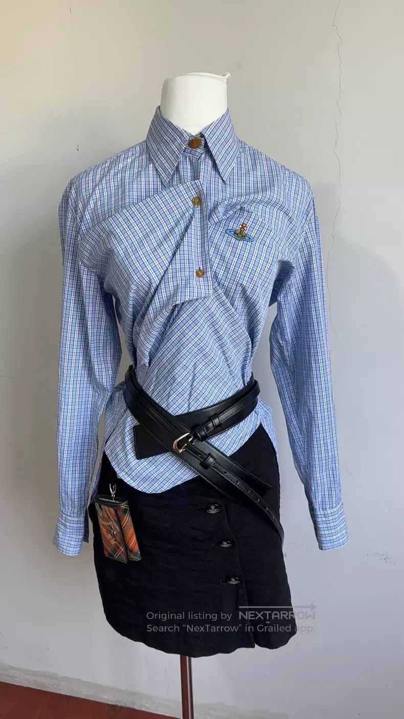 Vivienne Westwood Vivienne Westwood 90s Blue and White Plaid Shirt Size M / US 6-8 / IT 42-44 - 5 Thumbnail