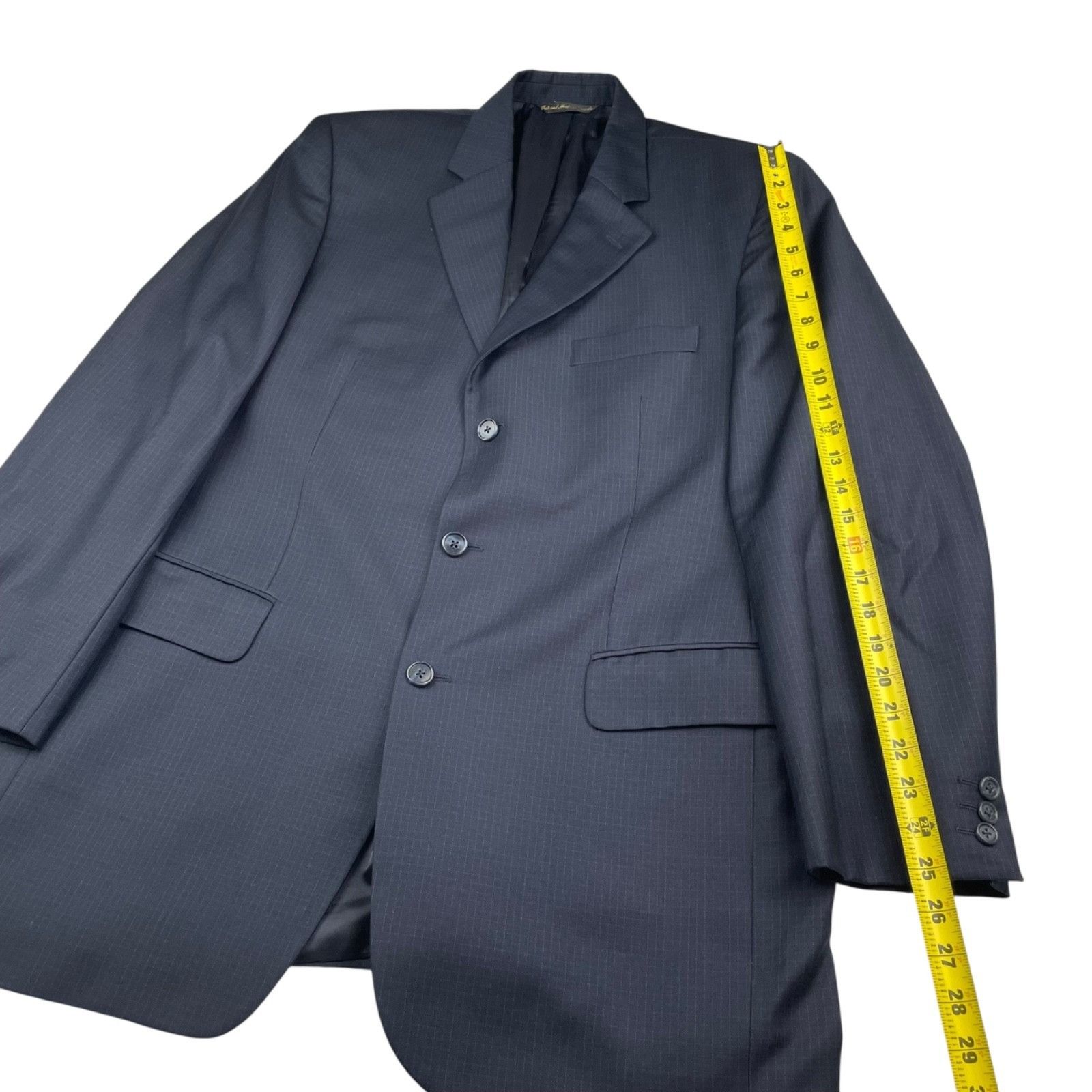 Jack Victor Jack Victor Men’s 100% Wool 3-Button Suit Navy Blue Check • Size 42L - 13 Thumbnail