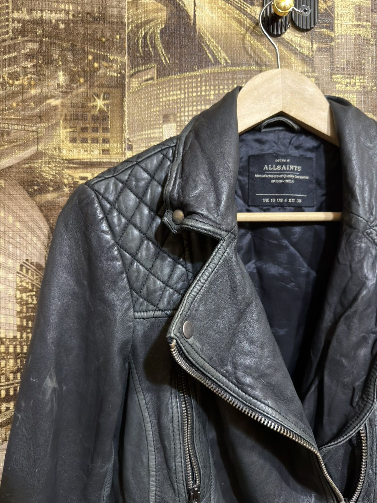 Allsaints ALL Saints Cargo Real Leather Biker Jacket UK10 US 6 EU 38 Size L / US 10 / IT 46 - 3 Thumbnail