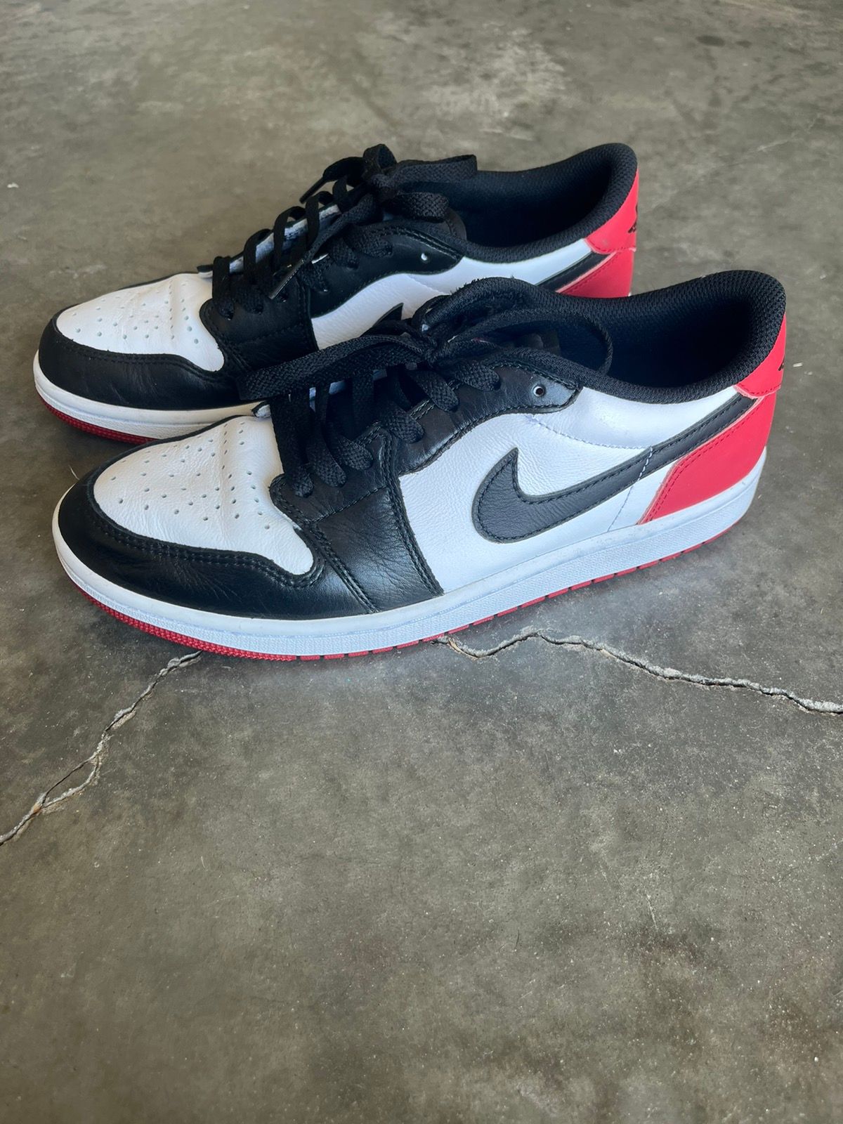 Pre-owned Jordan Nike Jordan 1 Retro Low Og Black Toe (no Box) Shoes In Red