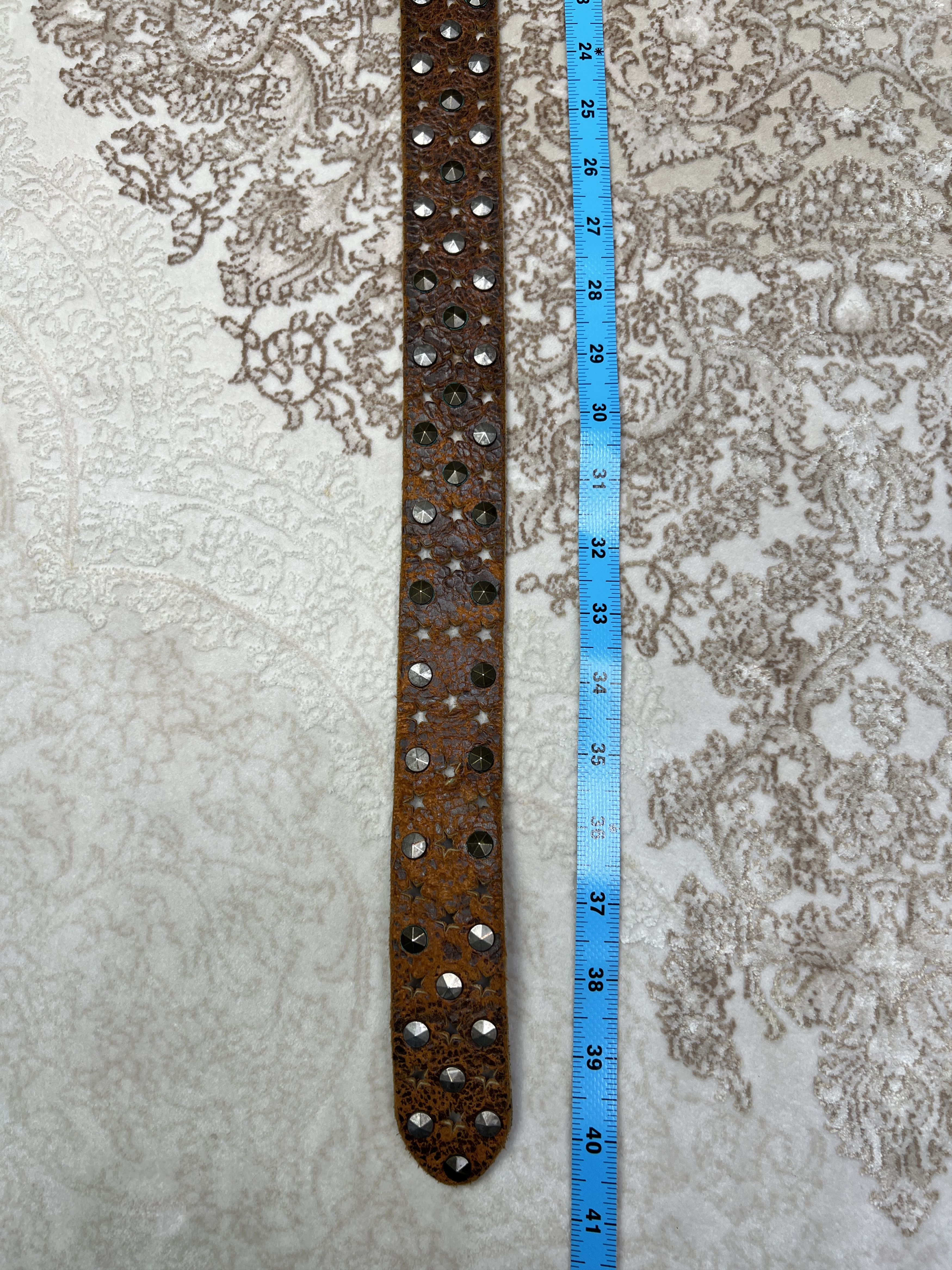 Vintage Y2K Brown Leather Rhinestones Studded Belt Size ONE SIZE - 9 Thumbnail