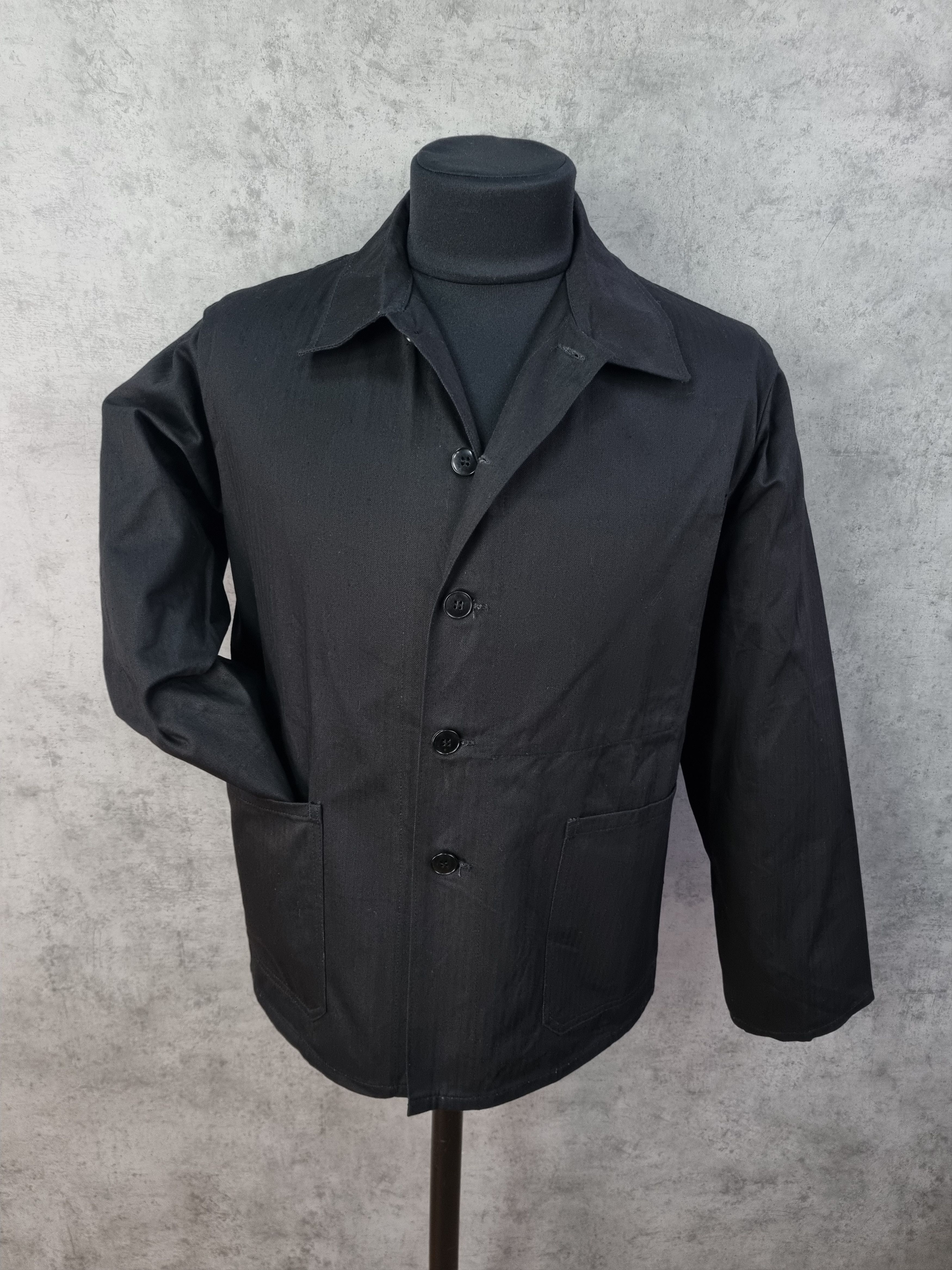 Le Laboureur × Vetra 80s Rare Black Worker Vintage French Chore Jacket Size US M / EU 48-50 / 2 - 5 Thumbnail