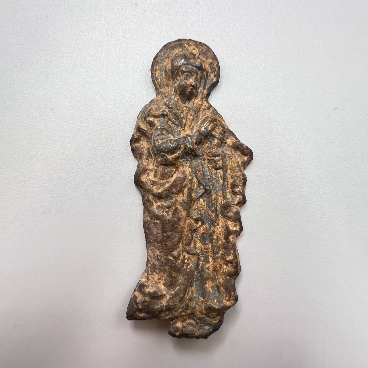 Vintage 18th Antique Christian Figure Mother of God Standing Metal Size ONE SIZE - 2 Thumbnail