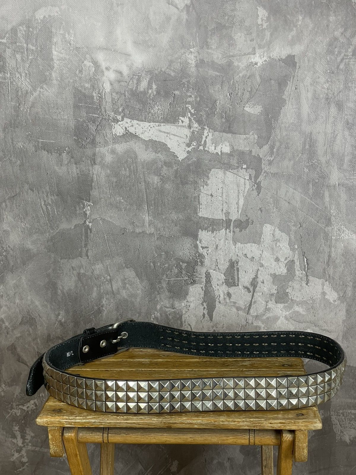 Japanese Brand × Vintage Steel Leather Studded Grunge Y2K Punk Retro Belt Size ONE SIZE - 4 Thumbnail