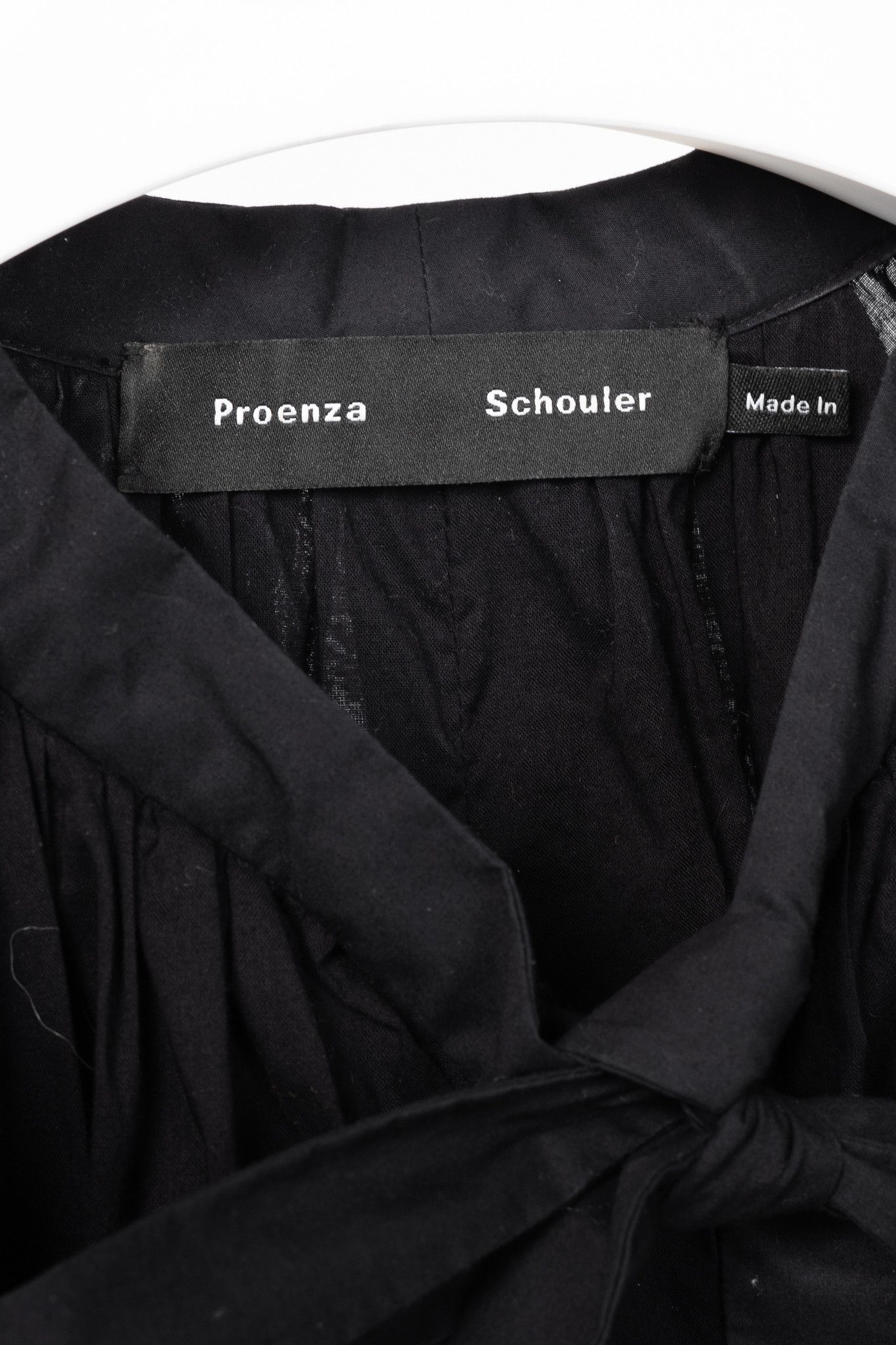 Proenza Schouler Proenza Schouler Black Poplin Buttoned Waist-Tie Midi Dress Size S / US 4 / IT 40 - 4 Thumbnail
