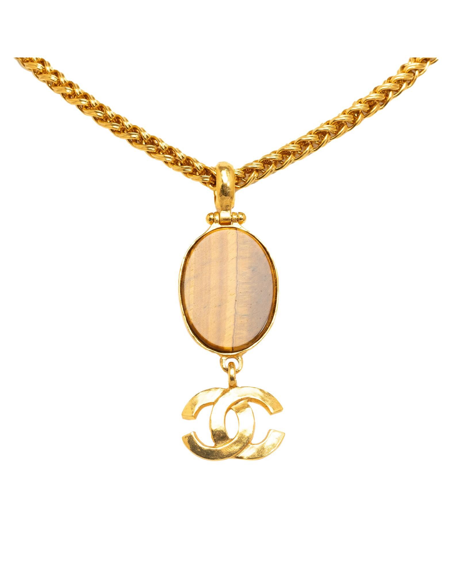 image of Chanel Metal Pendant Necklace in Gold, Women's
