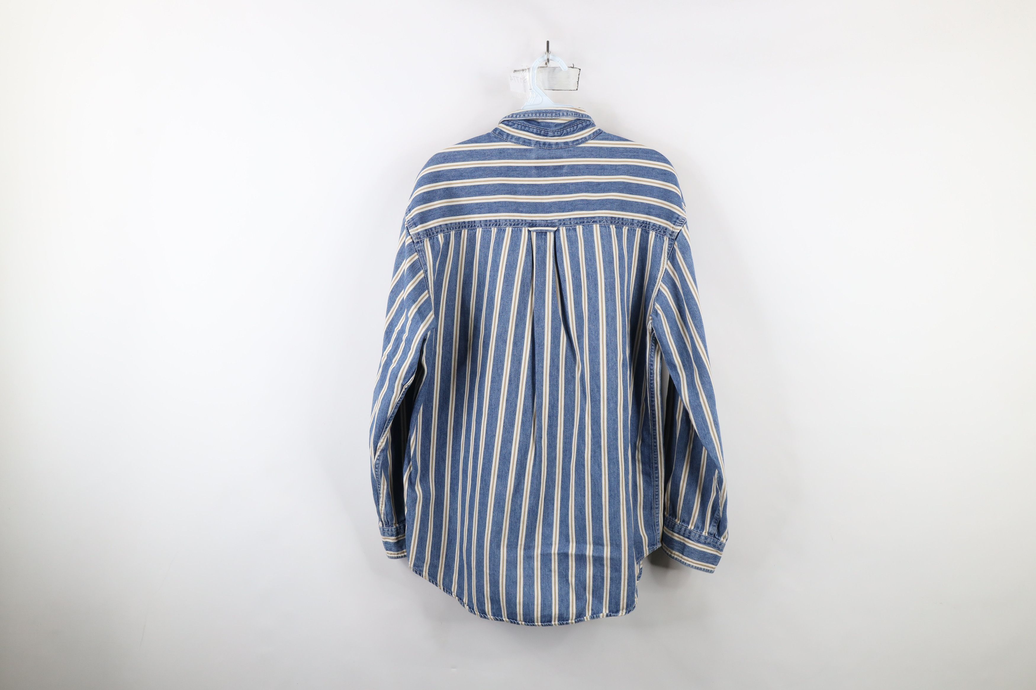 Vintage Vintage 90s Streetwear Striped Denim Jean Button Down Shirt Size US M / EU 48-50 / 2 - 8 Thumbnail
