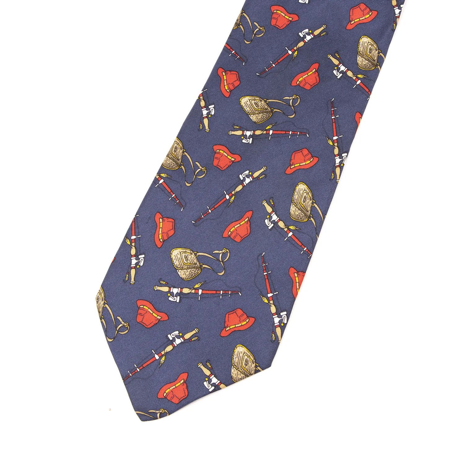 Fendi Fishing Print Silk Tie in Navy and Red Size ONE SIZE - 3 Thumbnail