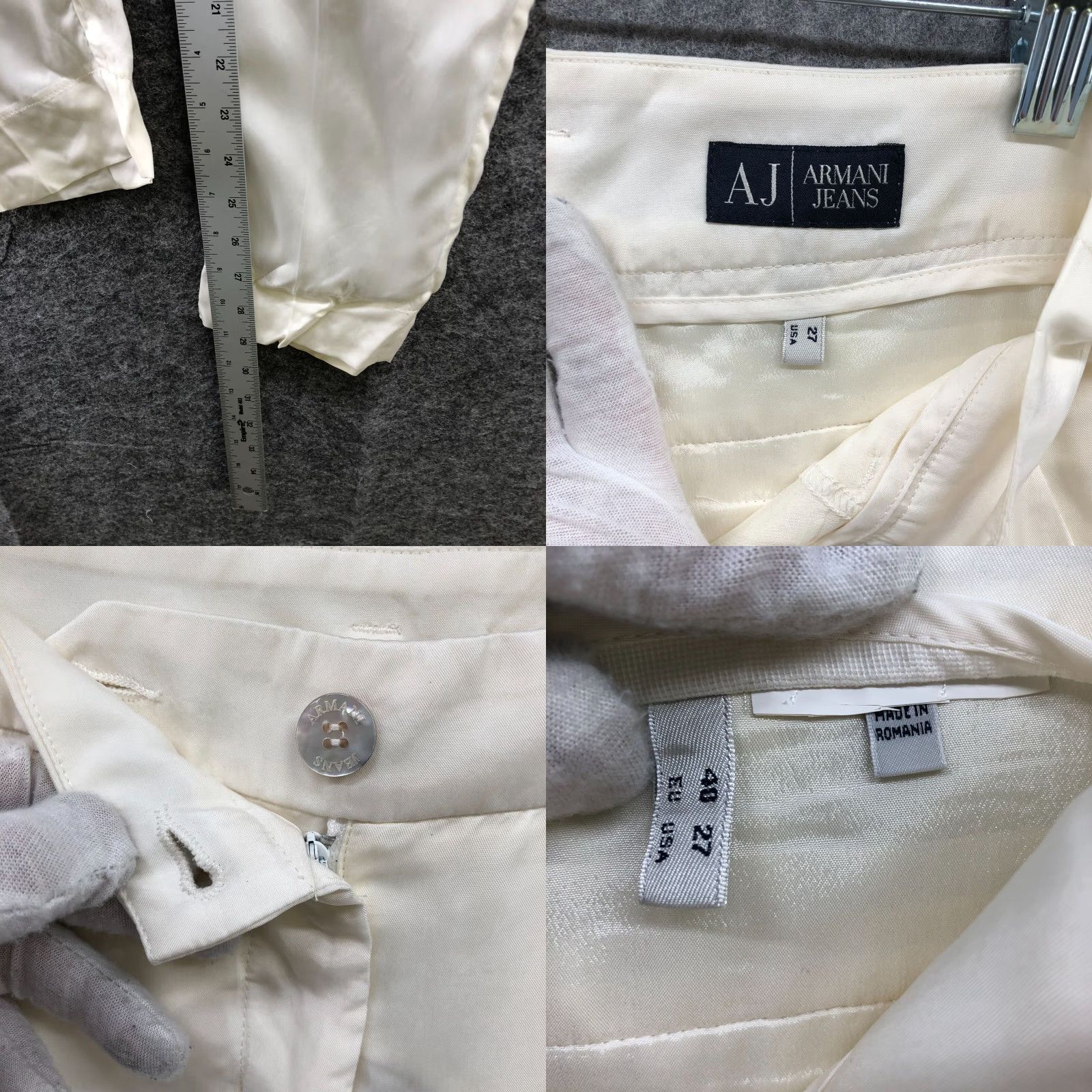 Vintage VINTAGE Armani Satin Dress Pants Womens 27 Ivory Business Formal Tapered Leg Mid Rise Size 27" / US 4 / IT 40 - 8 Thumbnail