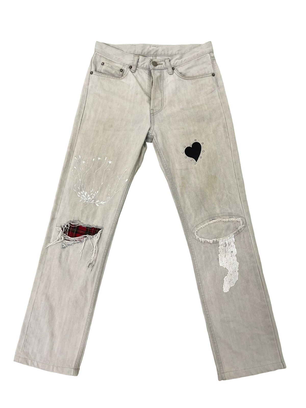 Japanese Brand Distress Jeans Naked Bunch Embroydered Regular Fit 7🟦9 Size US 28 / EU 44 - 1 Thumbnail