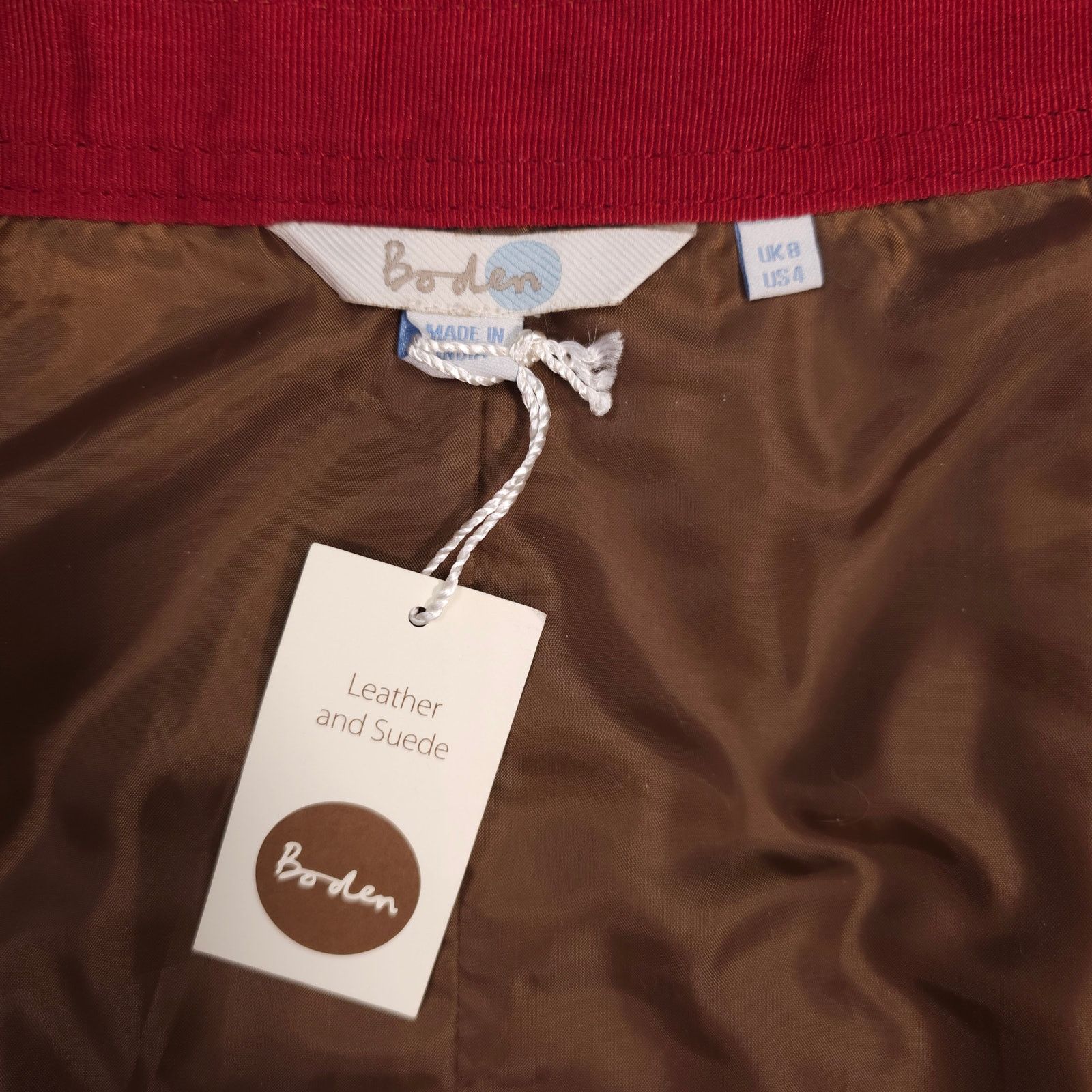 Boden NWT Boden Suede Leather Mini Skirt Tan Sz 4 Size 27" / US 4 / IT 40 - 6 Thumbnail