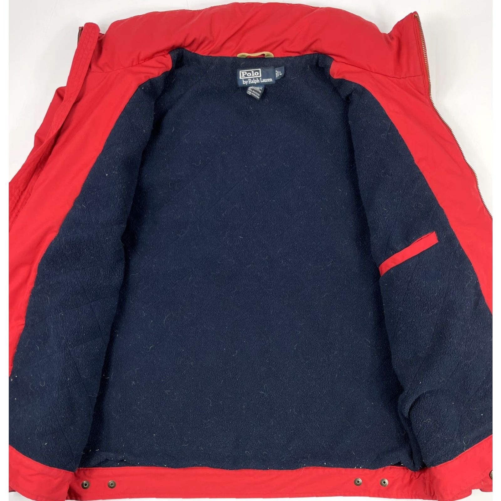 Polo Ralph Lauren VTG Polo Ralph Lauren Jacket Coat L Bomber Fleece Lined Hidden Hood Zipper Quilted Embroidered Logo Red Mens Size US L / EU 52-54 / 3 - 4 Thumbnail