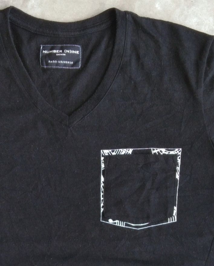 NANO universe × Number (N)ine Number (N)ine Denim Music Pocket V- Neck T Shirt Black Size US M / EU 48-50 / 2 - 1 Thumbnail