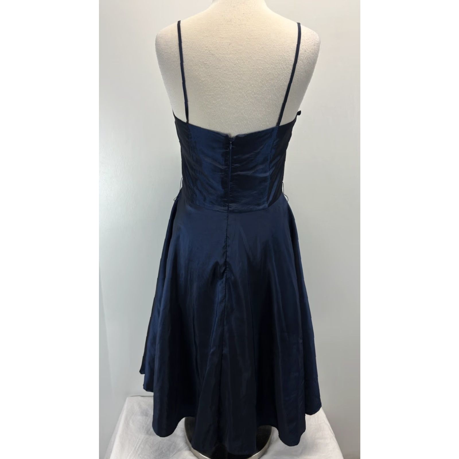 Vintage Jessica Howard Taffeta Cocktail Dress Sz 10 Women’s Deep Midnight Blue Midi Size L / US 10 / IT 46 - 3 Thumbnail