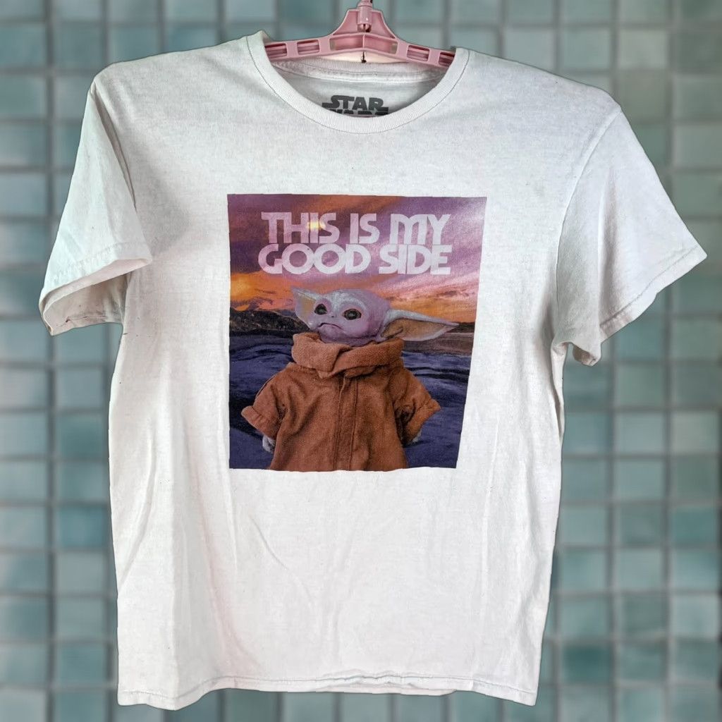 Star Wars VINTAGE Star Wars Yoda Shirt Adult M White This Is My Good Side Short Sleeve Dist Mens T-Shirt Size US M / EU 48-50 / 2 - 1 Thumbnail