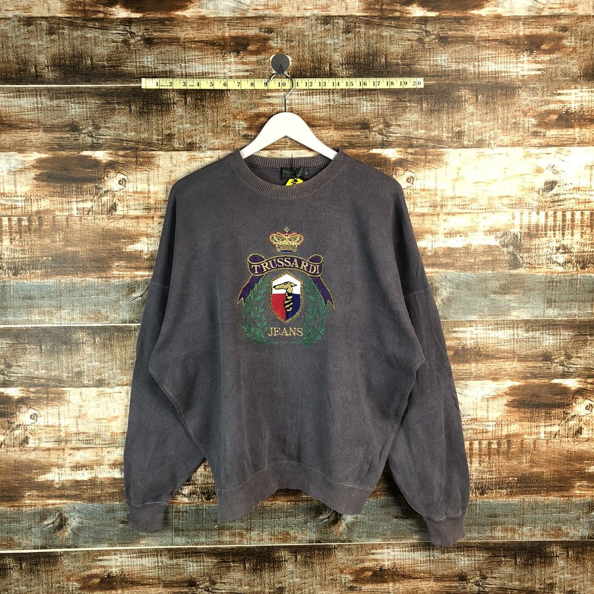Trussardi Vintage Trussardi Jeans big logo Dark Blue Sweatshirt #A1943 Size US L / EU 52-54 / 3 - 1 Thumbnail