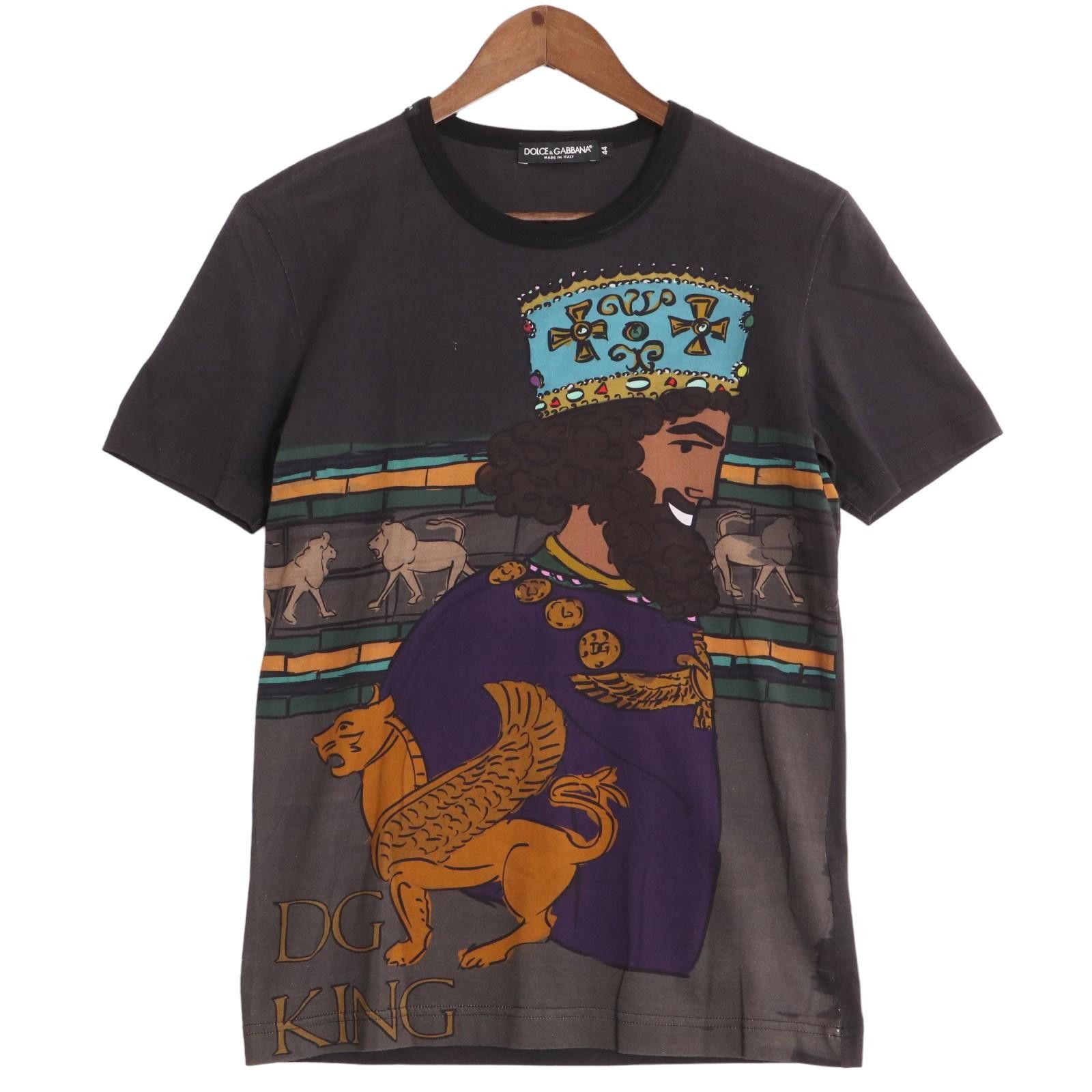 image of Dolce Gabbana Short Sleeve Egyptian Print Tee in Black, Men's (Size Small)