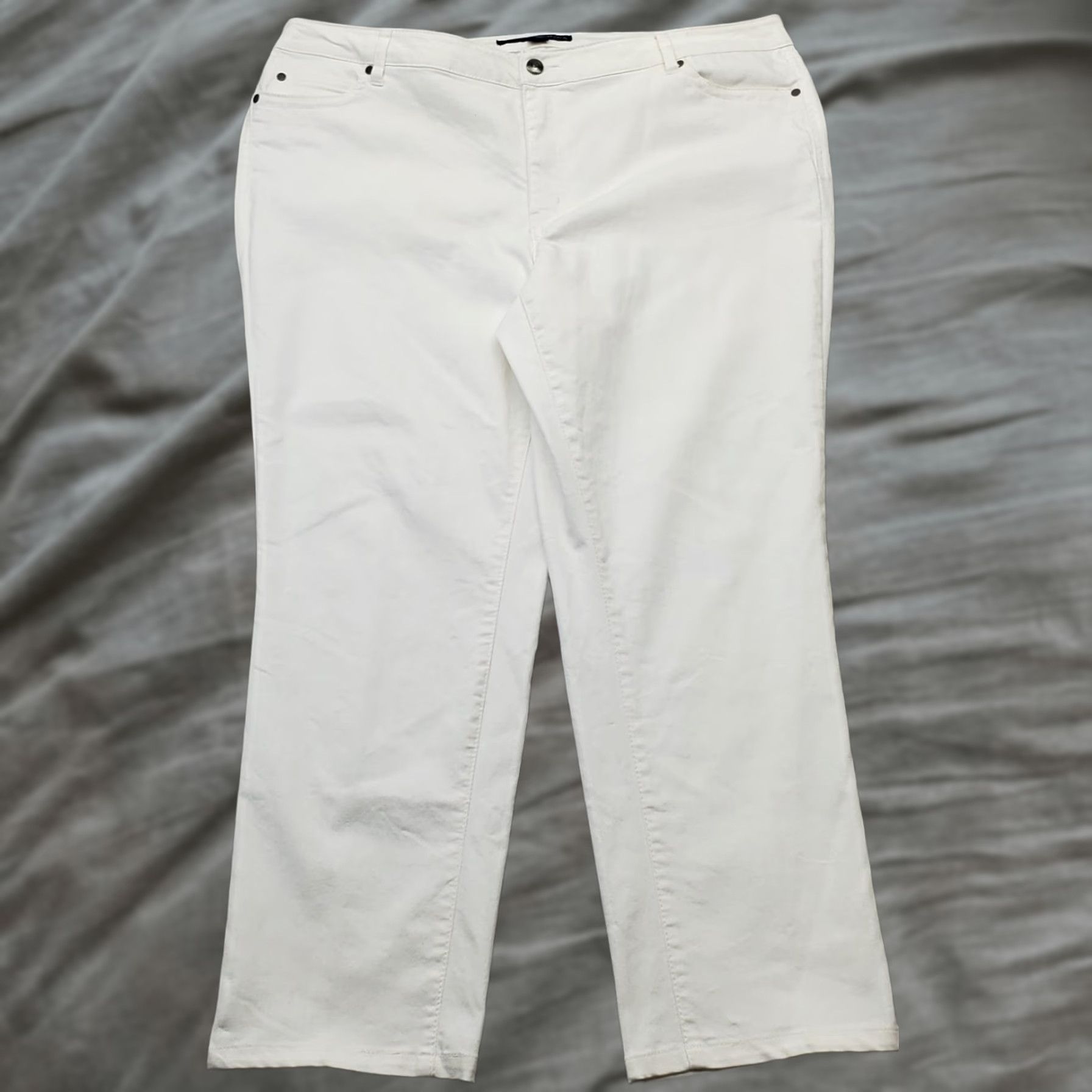 Denime Denim 24/7 Straight Jeans Womens 18W White Stretch Boho Streetwear Light Wash Denim 24/7 Womens 18W White Stretch Straight Jeans Size 40" / US 18 - 1 Thumbnail