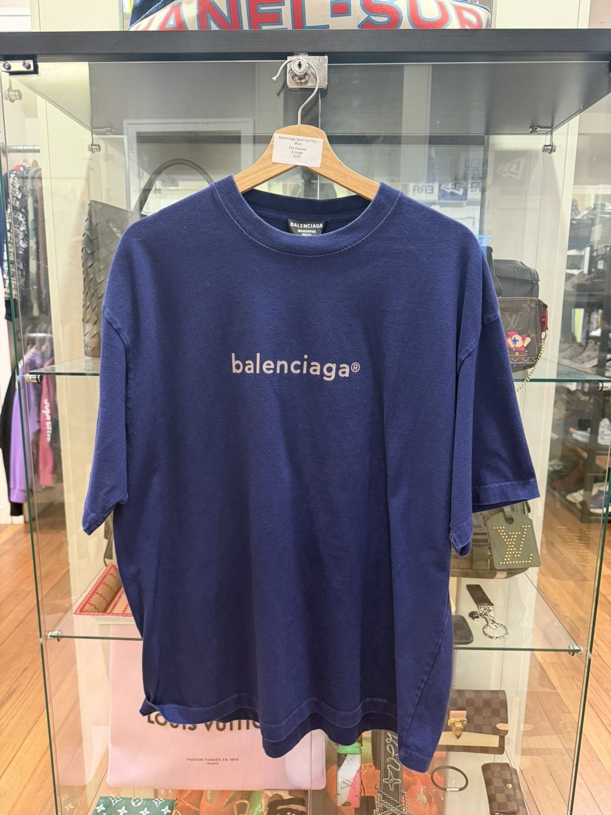 Balenciaga Balenciaga Spell Out Tee - Blue Size US XL / EU 56 / 4 - 1 Thumbnail