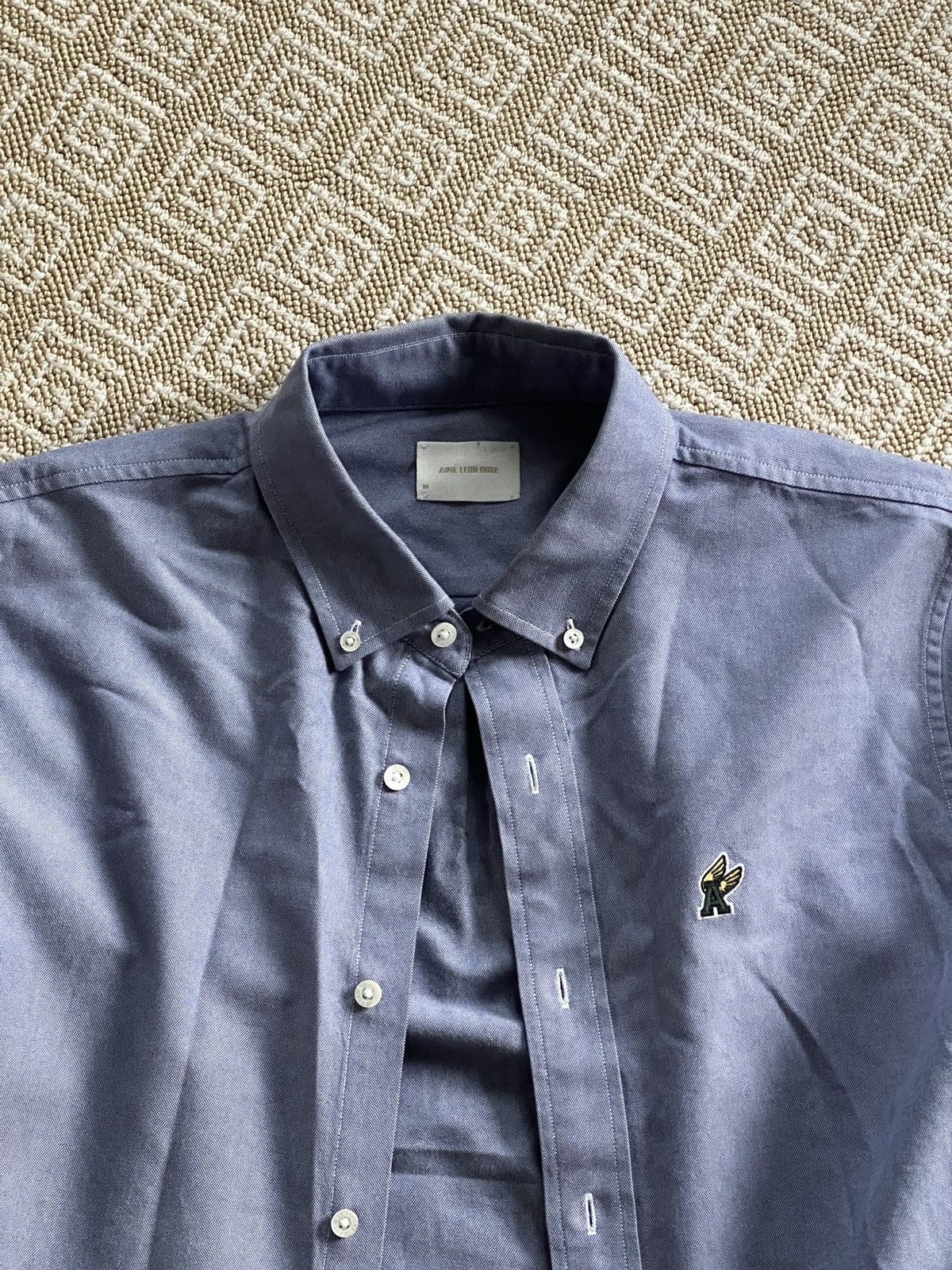 Aime Leon Dore AIME LEON DORE A-WING PATCH OXFORD SHIRT - SLATE BLUE Size US M / EU 48-50 / 2 - 2 Thumbnail