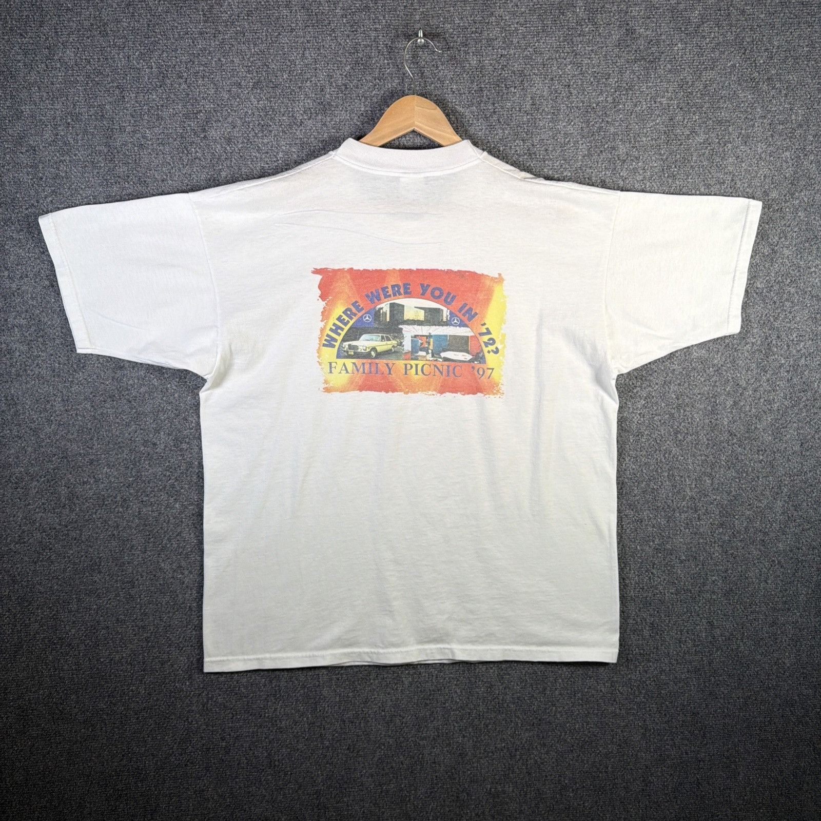 Mercedes-Benz Vintage Mercedes Benz Shirt Mens XL White 90s Family Picnic Size US XL / EU 56 / 4 - 1 Thumbnail