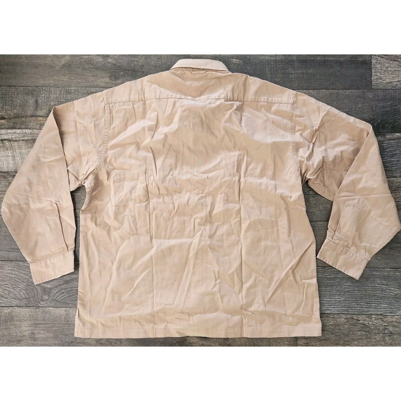 Tommy Hilfiger VINTAGE Tommy Hilfiger Canvas Shirt Outdoors Camping Hunting XL Tan Beige Mens Button-Up Overall Casual Size US XL / EU 56 / 4 - 7 Thumbnail