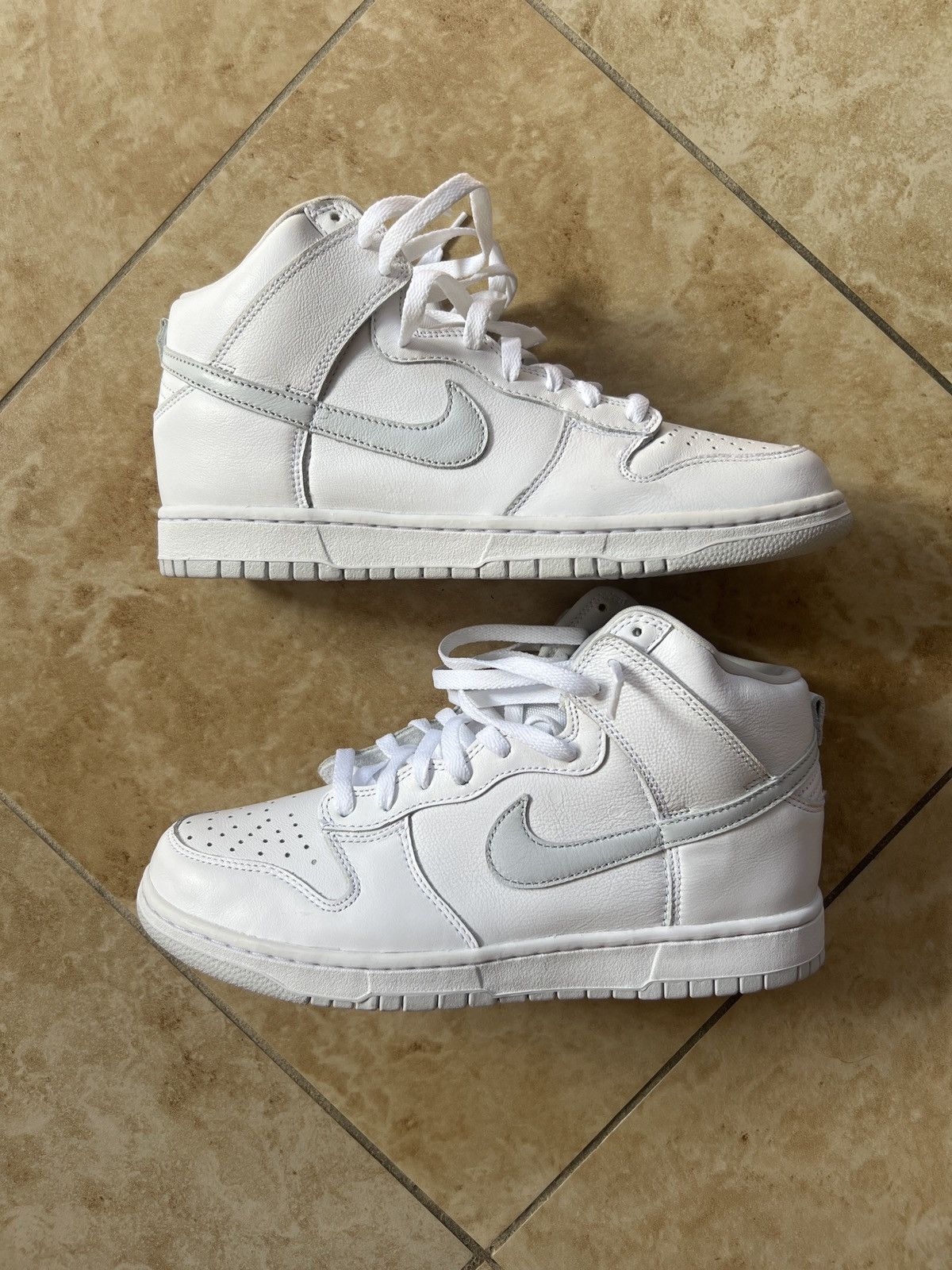 image of Nike Dunk High “Pure Platinum” Shoes in White, Men's (Size 9.5)