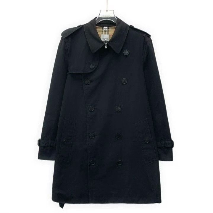 Burberry Burberry Black Cotton Double-Breasted Belted Trench Size US XL / EU 56 / 4 - 1 Preview