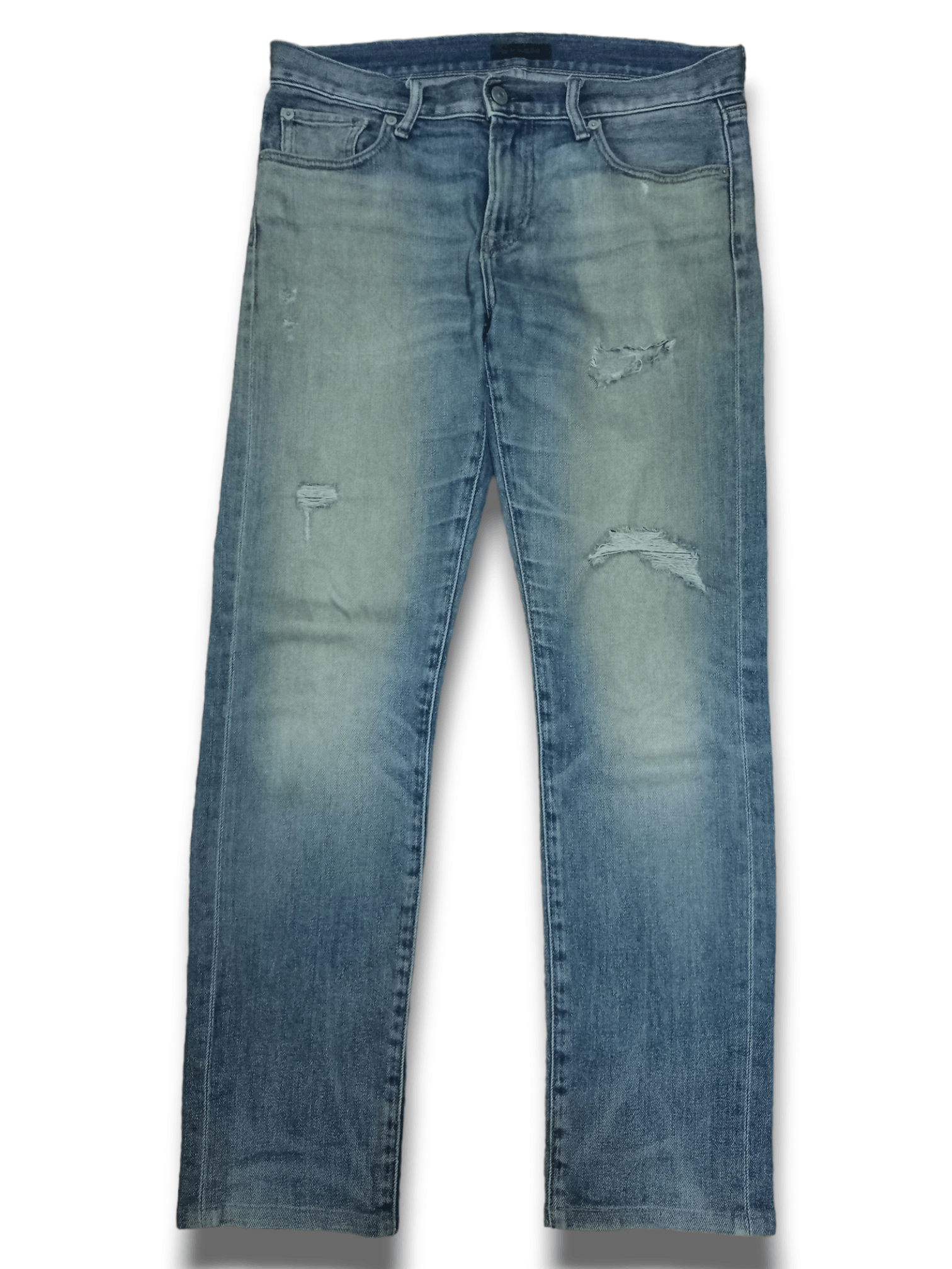 image of Distressed Denim x Uniqlo Vintage Japanese Uniqlo Blue Wash Distressed Jeans, Men's (Size 33)